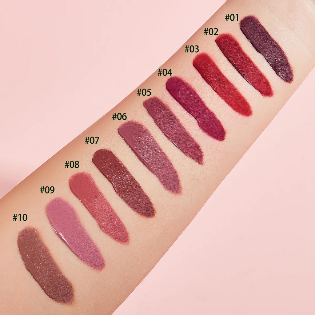 10 Pieces/Set Lip Gloss Velvet Lipstick: Waterproof and Long-Lasting Lip Gloss Women's Moisturizing Lipstick