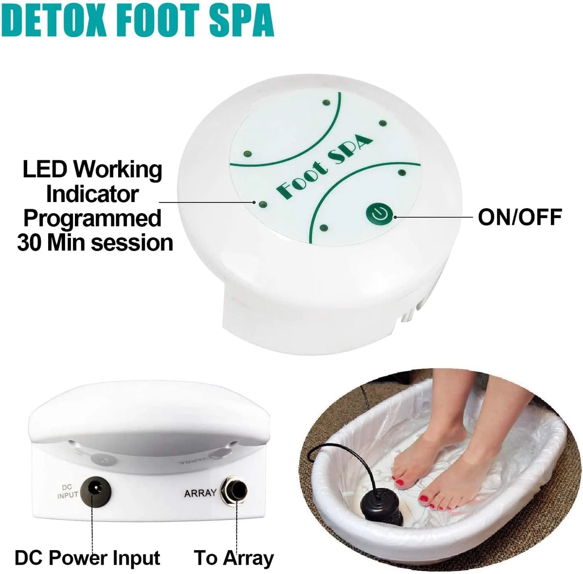 Ionic Foot Spa Bath Detox Machine for Foot Bath Ion Detoxifier Massager Relaxation Pedicure Footspa Massage Therapy Arrays Aqua